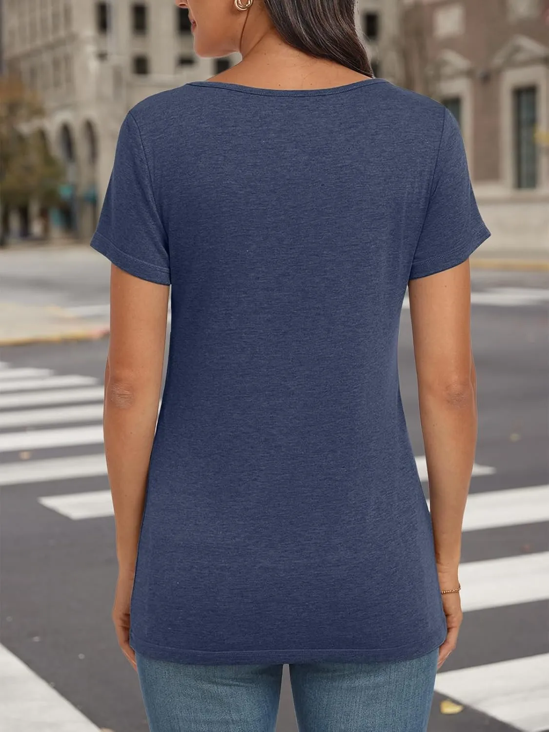 AUTOMET Womens Tops Casual Spring Summer Tshirts 2025 Short Sleeve Square Neck Basic Tee Outfits