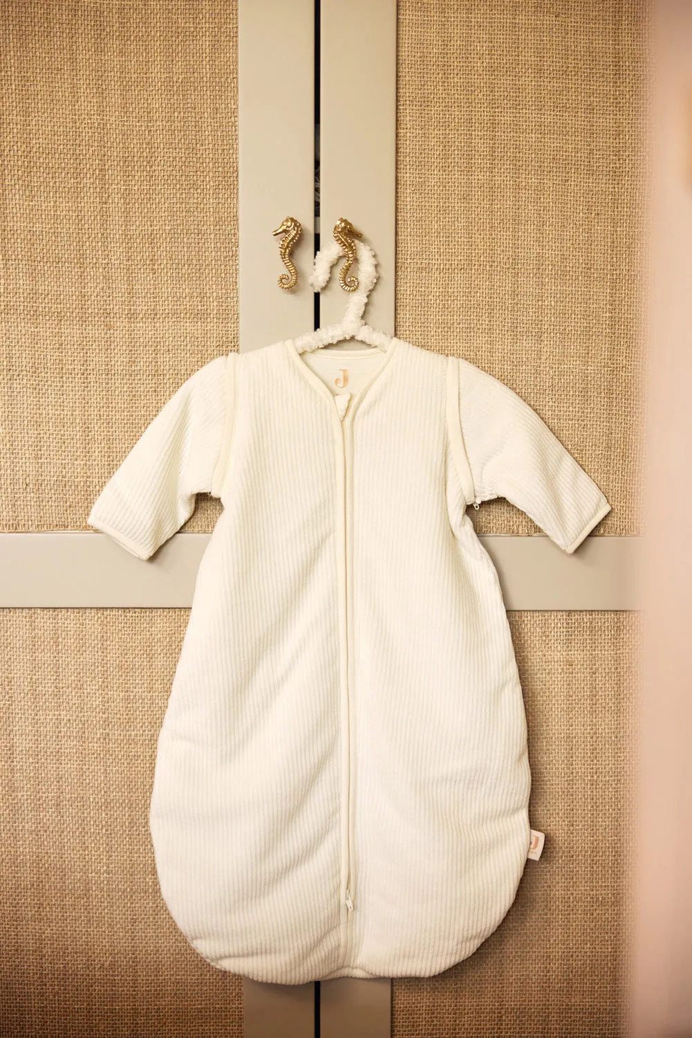 Baby Sleeping Bag with Removable Sleeves 70cm Rib - Ivory