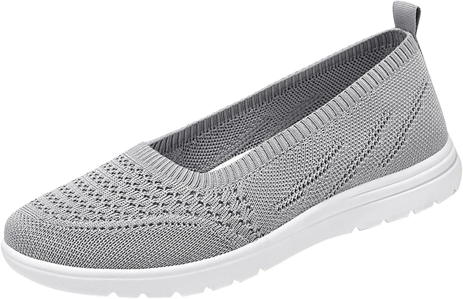Ballerina Shoes for Women - Breathable Woven Slip-on Foam Walking Shoes - Casual Shoes for Women (5 UK Gray)