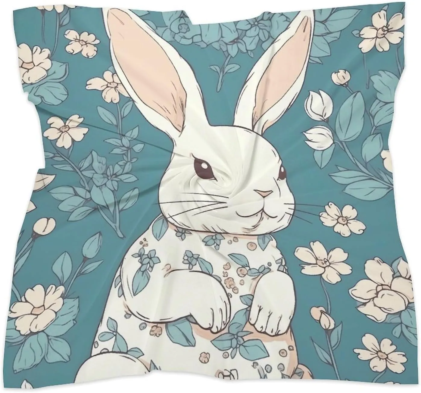 Beautiful Little Bunny Head Scarf Like Silk Scarf Lightweight Fashion Satin Hair Bandanas for Women Boho Headscarf Hair Wrap Bandana Headband Handkerchief Silk Scarves for Bag Purse Neck 18 Inch