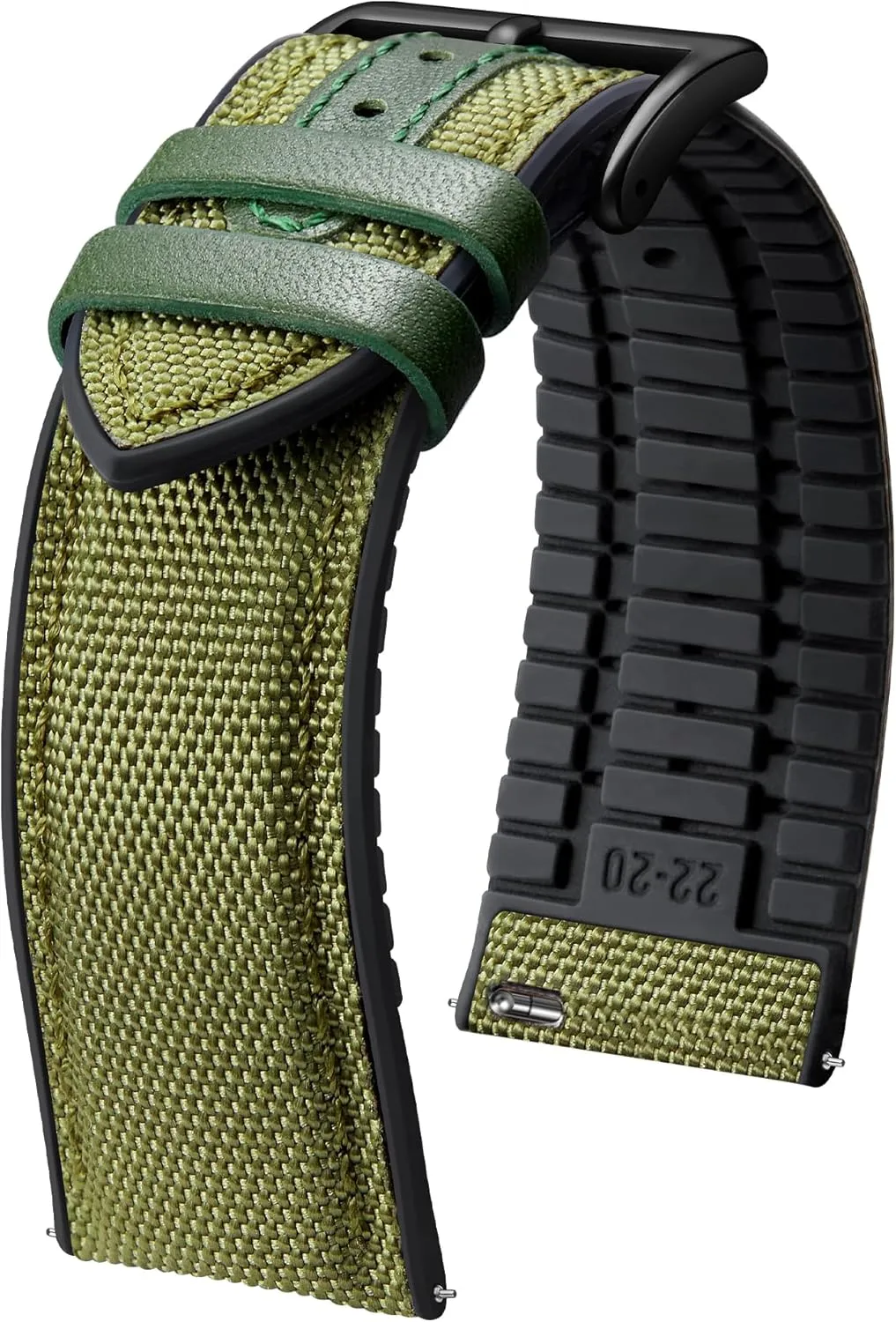 BINLUN Nylon Silicone Watch Bands 18mm 19mm 20mm 21mm 22mm Quick Release Canvas Rubber Hybrid Watch Strap Replacement Watchband for Men Women 9 Colors Silver/Black Buckle