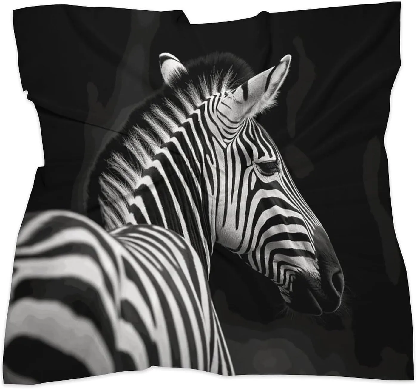 Black & White Zebra Head Scarf Like Silk Scarf Lightweight Fashion Satin Hair Bandanas for Women Boho Headscarf Hair Wrap Bandana Headband Handkerchief Silk Scarves for Bag Purse Neck 18 Inch