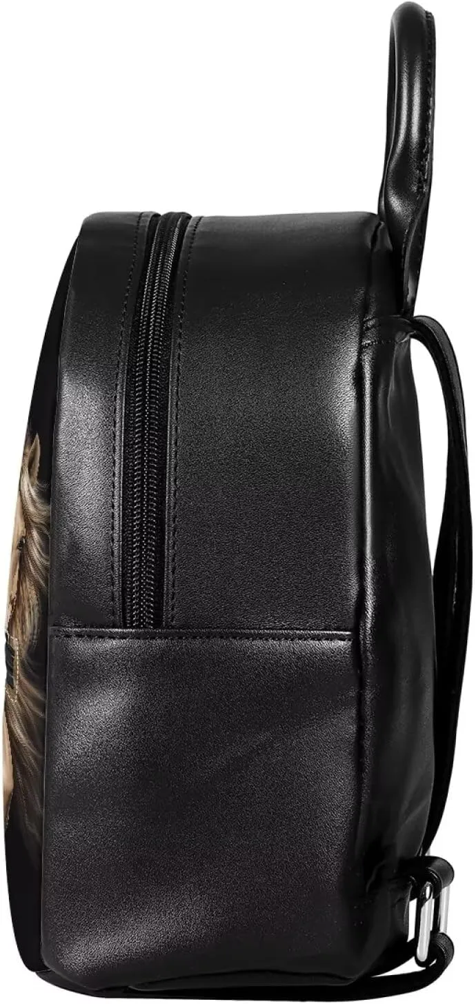 Black Horse Mini Backpack Purse for Women, PU Leather Lightweight Girls Ladies Shoulder Tote Handbag Fashion Satchel Bags Backpacks Travel Casual Daypack
