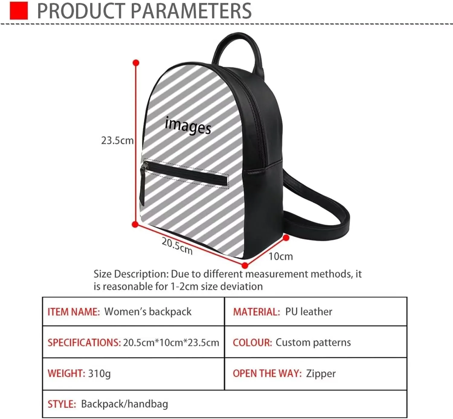 Black Horse Mini Backpack Purse for Women, PU Leather Lightweight Girls Ladies Shoulder Tote Handbag Fashion Satchel Bags Backpacks Travel Casual Daypack