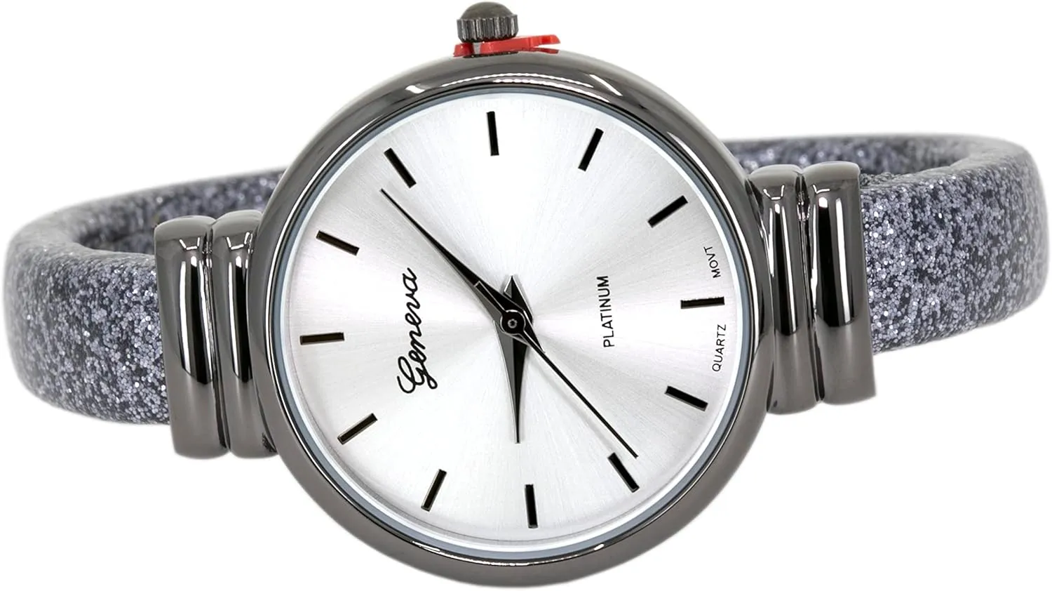 Blekon Collections Women's Analog Quartz 31mm Case Sparkling Glitter Designed Leather Cuff Bangle Ladies Wrist Watch