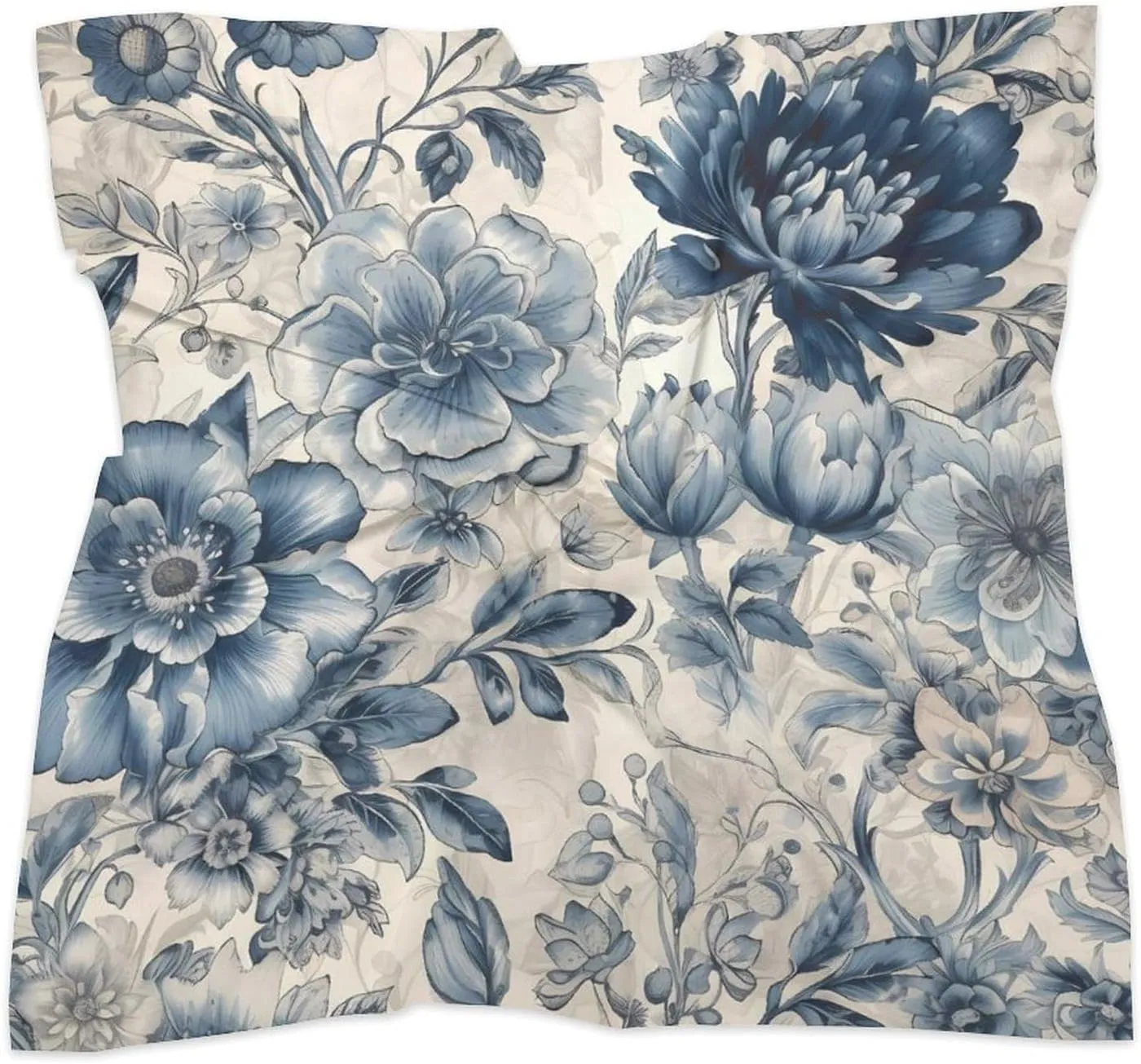 Blue Flower Pattern Head Scarf Like Silk Scarf Lightweight Fashion Satin Hair Bandanas for Women Boho Headscarf Hair Wrap Bandana Headband Handkerchief Silk Scarves for Bag Purse Neck 18 Inch