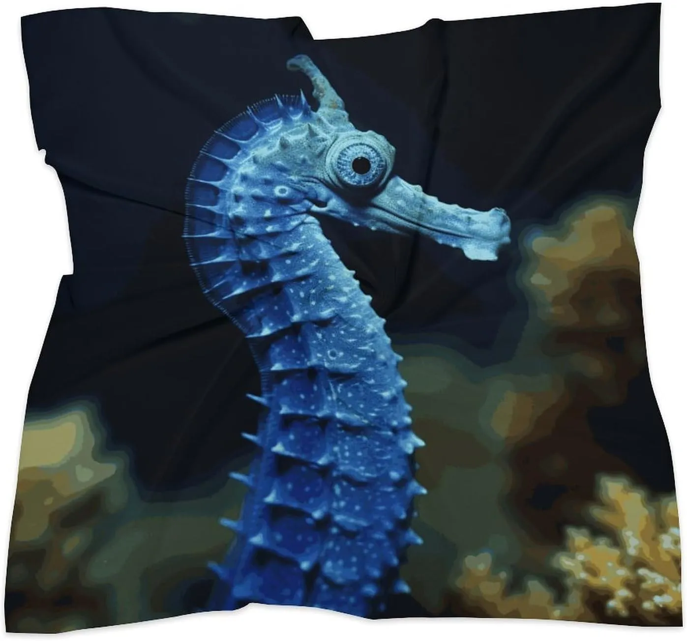 Blue Seahorse Head Scarf Like Silk Scarf Lightweight Fashion Satin Hair Bandanas for Women Boho Headscarf Hair Wrap Bandana Headband Handkerchief Silk Scarves for Bag Purse Neck 18 Inch