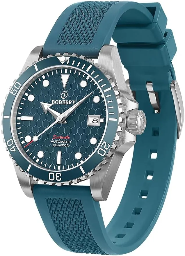 BODERRY Original Japanese Automatic Dive Watches for Men,Titanium Case with Sapphire Crystal -100M Waterproof Mens Mechanical Wrist Watches with Swiss Super Luminova & Screw Down Crown