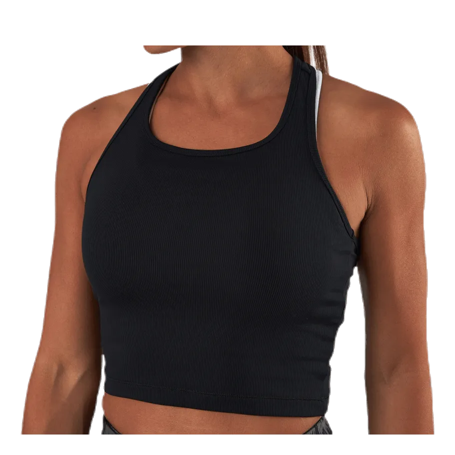 Bold Rib Crop Tank Black