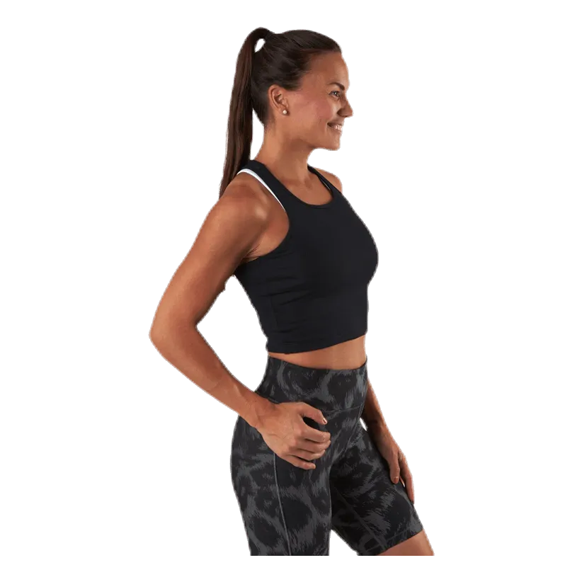 Bold Rib Crop Tank Black