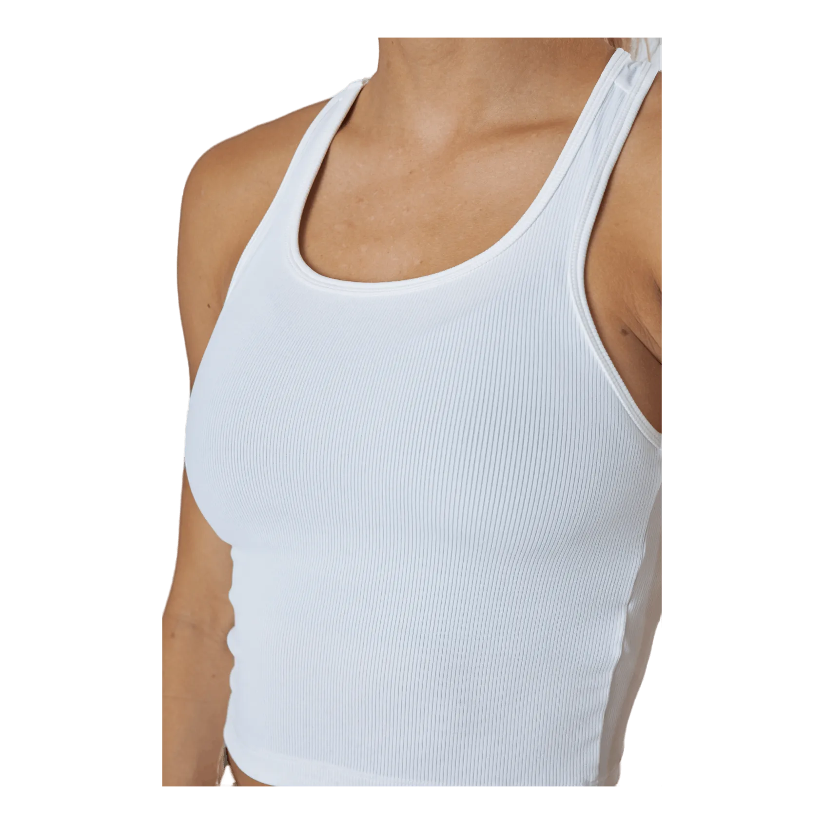 Bold Rib Crop Tank White