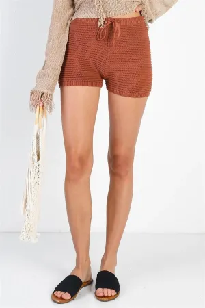 Brown Knit High Waist Shorts /3-2