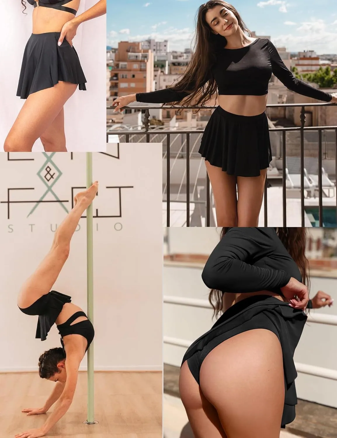 BZB Flowy Mini Skirt with Shorts Underneath Gym Yoga Workout Dance Tennis Short Skirts Sexy Outfit for Women