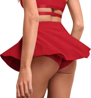 BZB Flowy Mini Skirt with Shorts Underneath Gym Yoga Workout Dance Tennis Short Skirts Sexy Outfit for Women