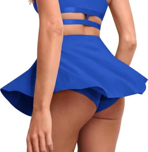 BZB Flowy Mini Skirt with Shorts Underneath Gym Yoga Workout Dance Tennis Short Skirts Sexy Outfit for Women