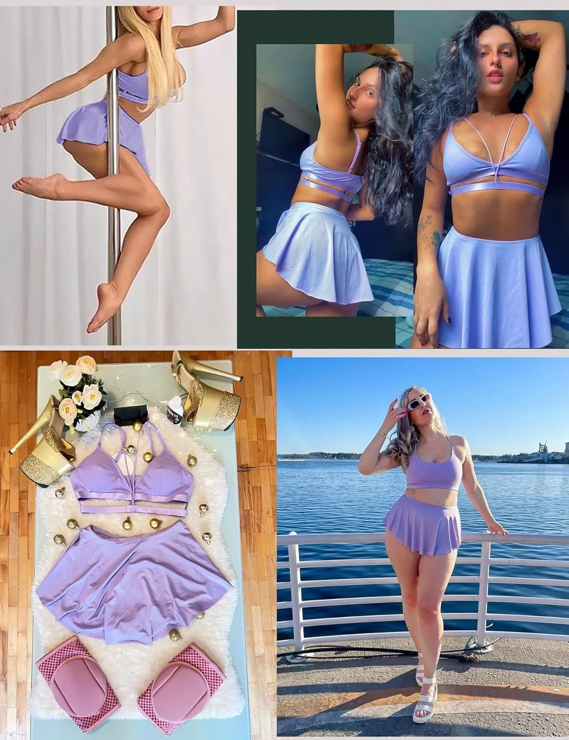 BZB Flowy Mini Skirt with Shorts Underneath Gym Yoga Workout Dance Tennis Short Skirts Sexy Outfit for Women
