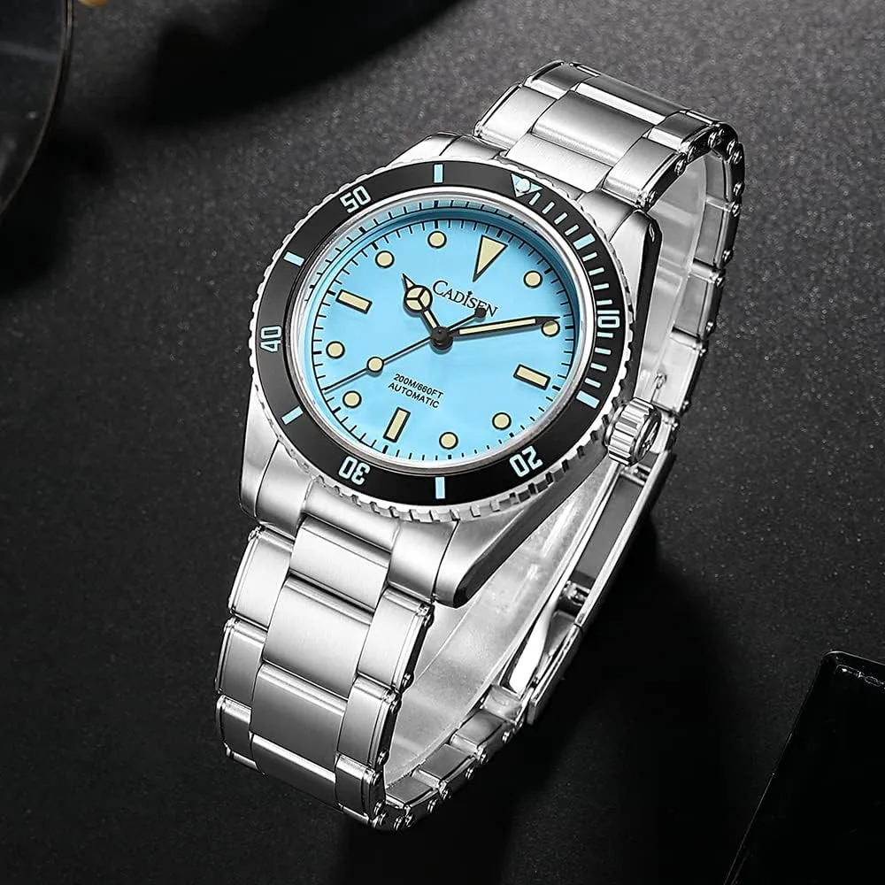 CADISEN 8206 Men's Diving Watch Japanese NH35 Self-Winding Movement Stainless Steel 200m Waterproof Super Luminous Casual Business Mechanical Watch