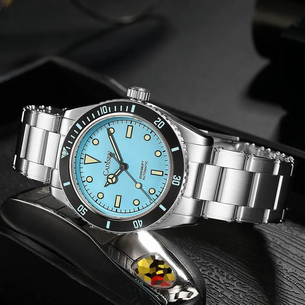 CADISEN 8206 Men's Diving Watch Japanese NH35 Self-Winding Movement Stainless Steel 200m Waterproof Super Luminous Casual Business Mechanical Watch