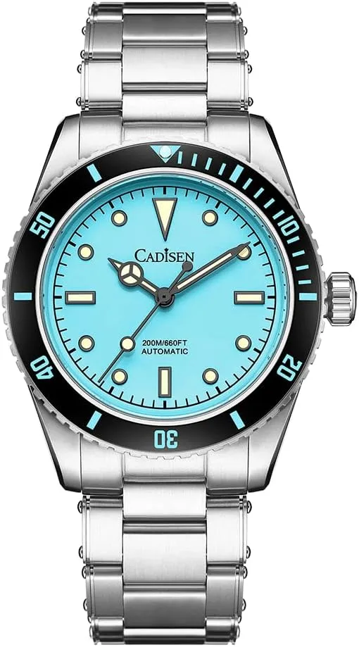 CADISEN 8206 Men's Diving Watch Japanese NH35 Self-Winding Movement Stainless Steel 200m Waterproof Super Luminous Casual Business Mechanical Watch