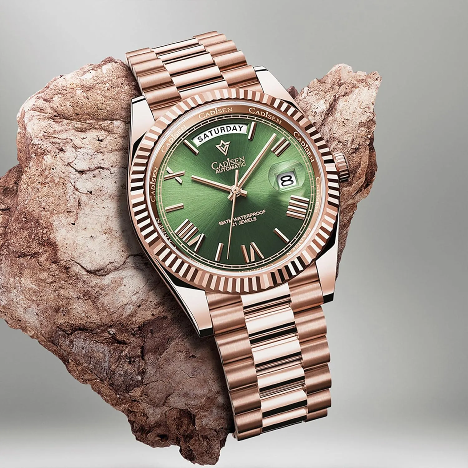 Cadisen Automatic Mechanical Watch Men Swimming 10Bar Waterproof Screw Crown 8285 Movement Stainless Steel Case Watches