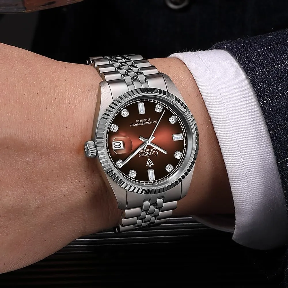 CADISEN Mens Automatic Mechanical Watch Casual Watches for Men Waterproof Sapphire Week Calendar