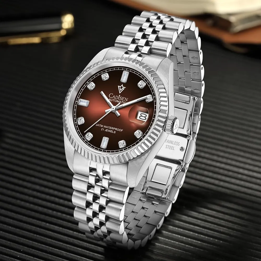 CADISEN Mens Automatic Mechanical Watch Casual Watches for Men Waterproof Sapphire Week Calendar