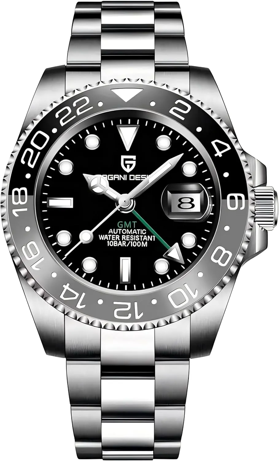 CADISEN Pagani Design 1662 GMT Men's Automatic Mechanical Watch Top Grade Stainless Steel Sapphire Glass Diver Sports Men's Watch 40mm Date 100M Waterproof reloj Hombre