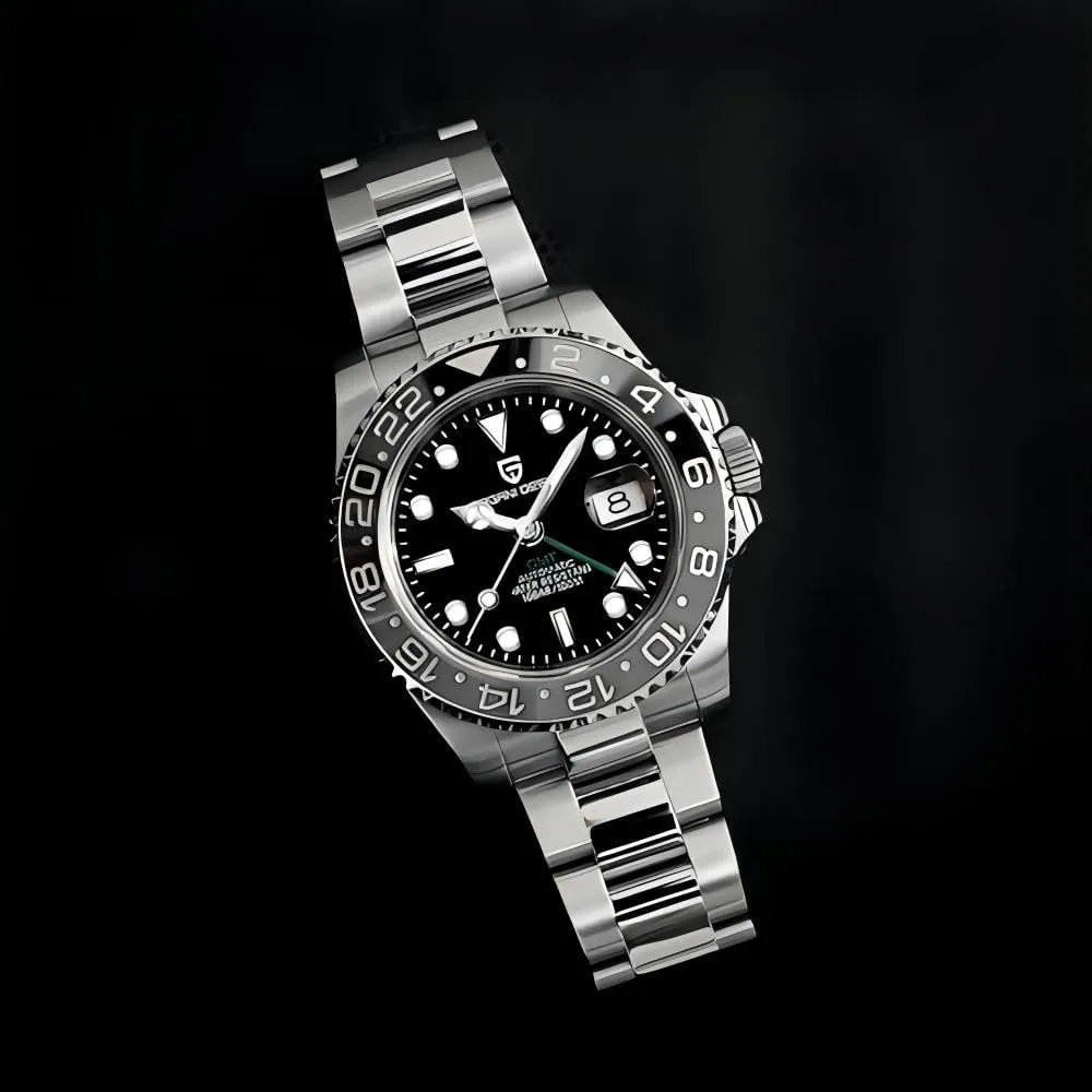 CADISEN Pagani Design 1662 GMT Men's Automatic Mechanical Watch Top Grade Stainless Steel Sapphire Glass Diver Sports Men's Watch 40mm Date 100M Waterproof reloj Hombre