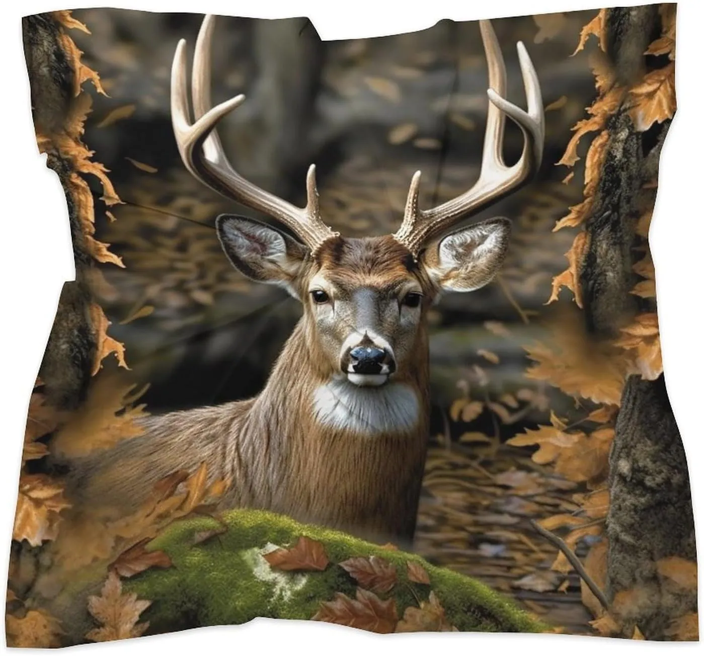 Camouflage Deer Head Scarf Like Silk Scarf Lightweight Fashion Satin Hair Bandanas for Women Boho Headscarf Hair Wrap Bandana Headband Handkerchief Silk Scarves for Bag Purse Neck 18 Inch