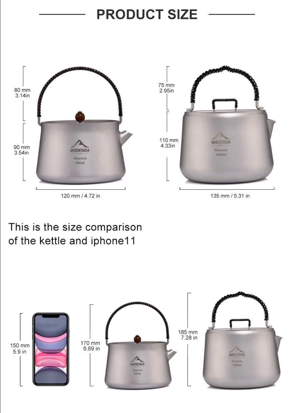 Camping Titanium Kettle1.4 L