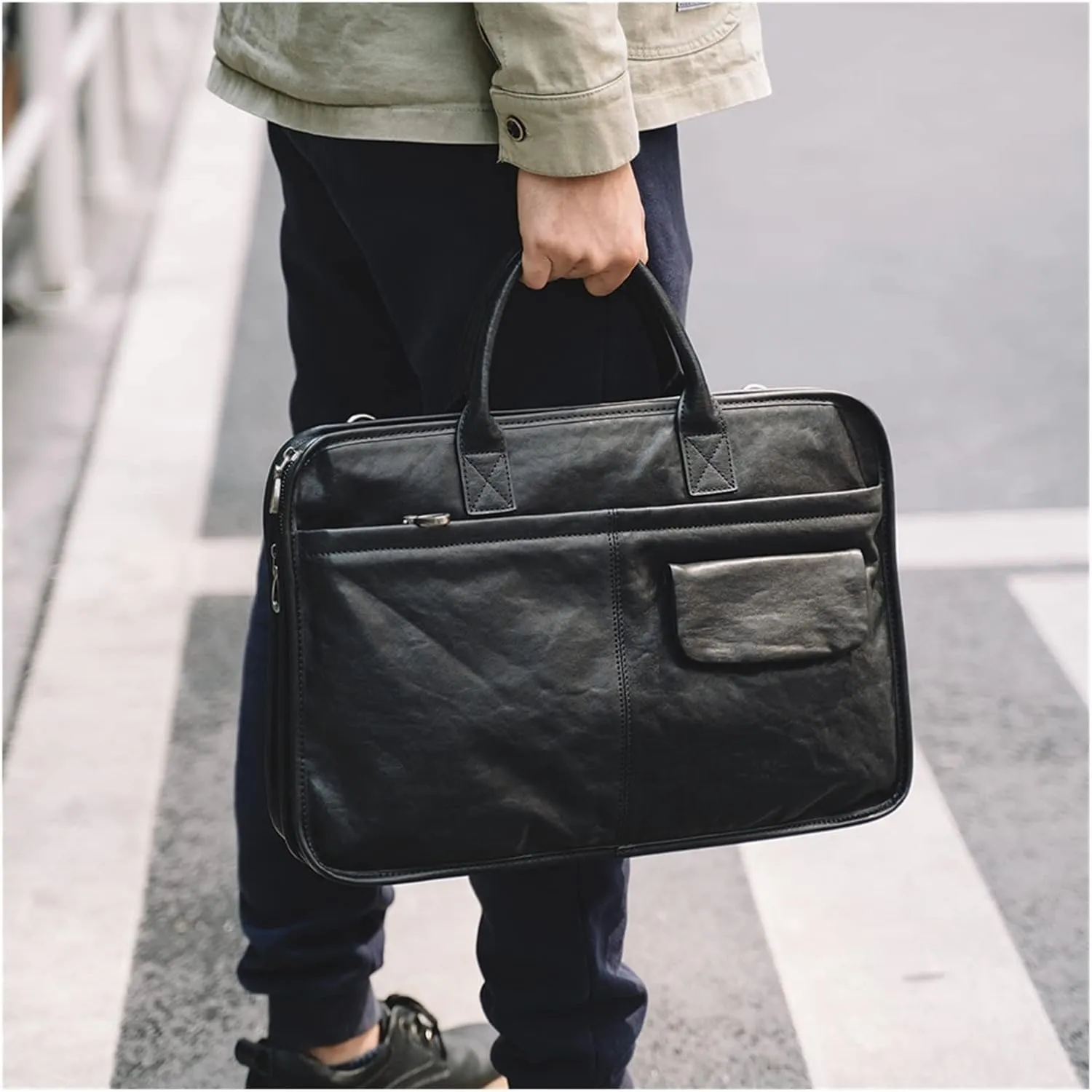 Casual Men's Briefcase Tote Bag Men's Large Capacity Crossbody Bag For 15.6" Laptop Bag