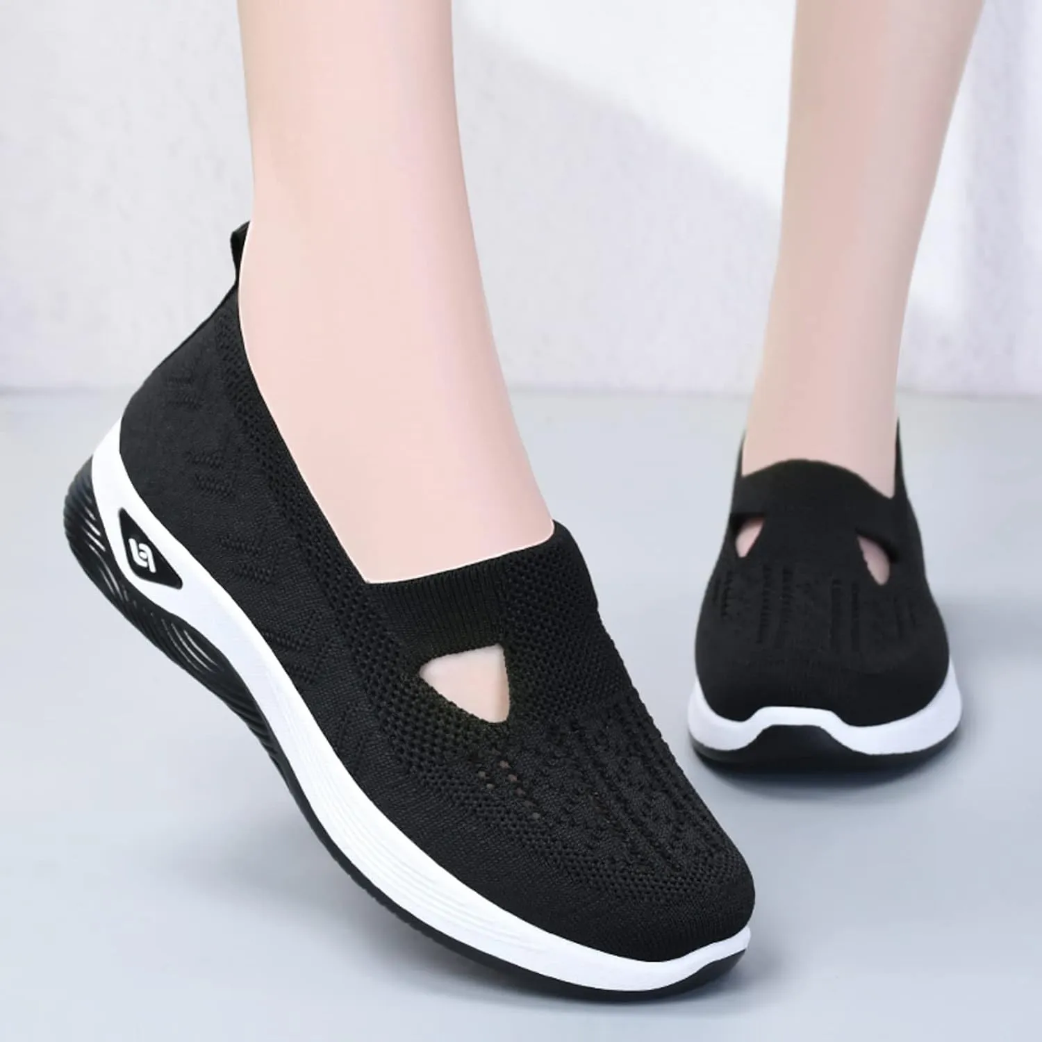 Cathalem Walking Shoes for Women, Women's Woven Orthopedic Breathable Soft Sole Shoes Outdoor Fashion Sneakers