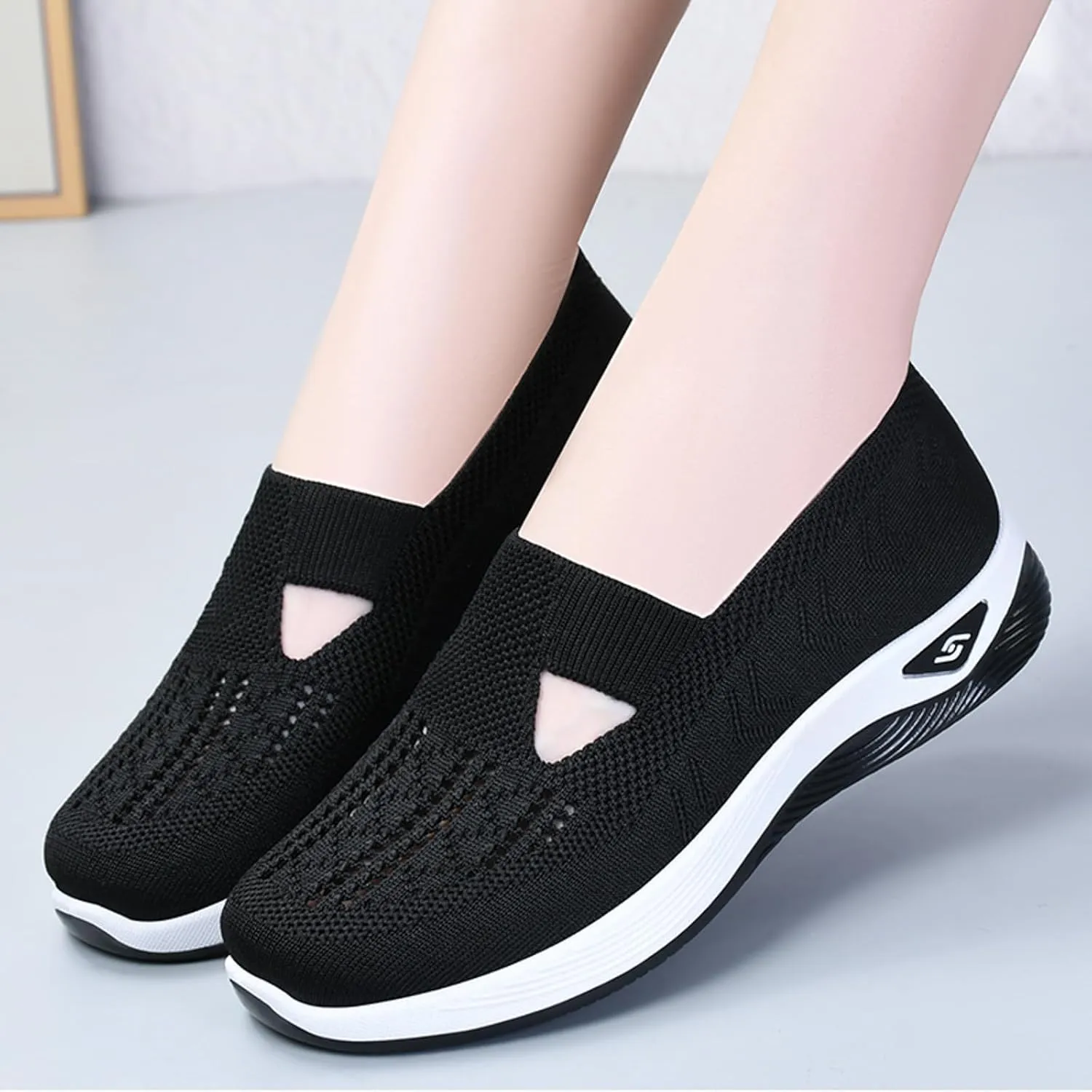 Cathalem Walking Shoes for Women, Women's Woven Orthopedic Breathable Soft Sole Shoes Outdoor Fashion Sneakers