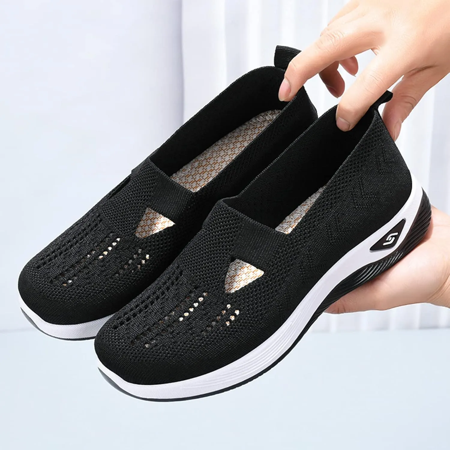 Cathalem Walking Shoes for Women, Women's Woven Orthopedic Breathable Soft Sole Shoes Outdoor Fashion Sneakers