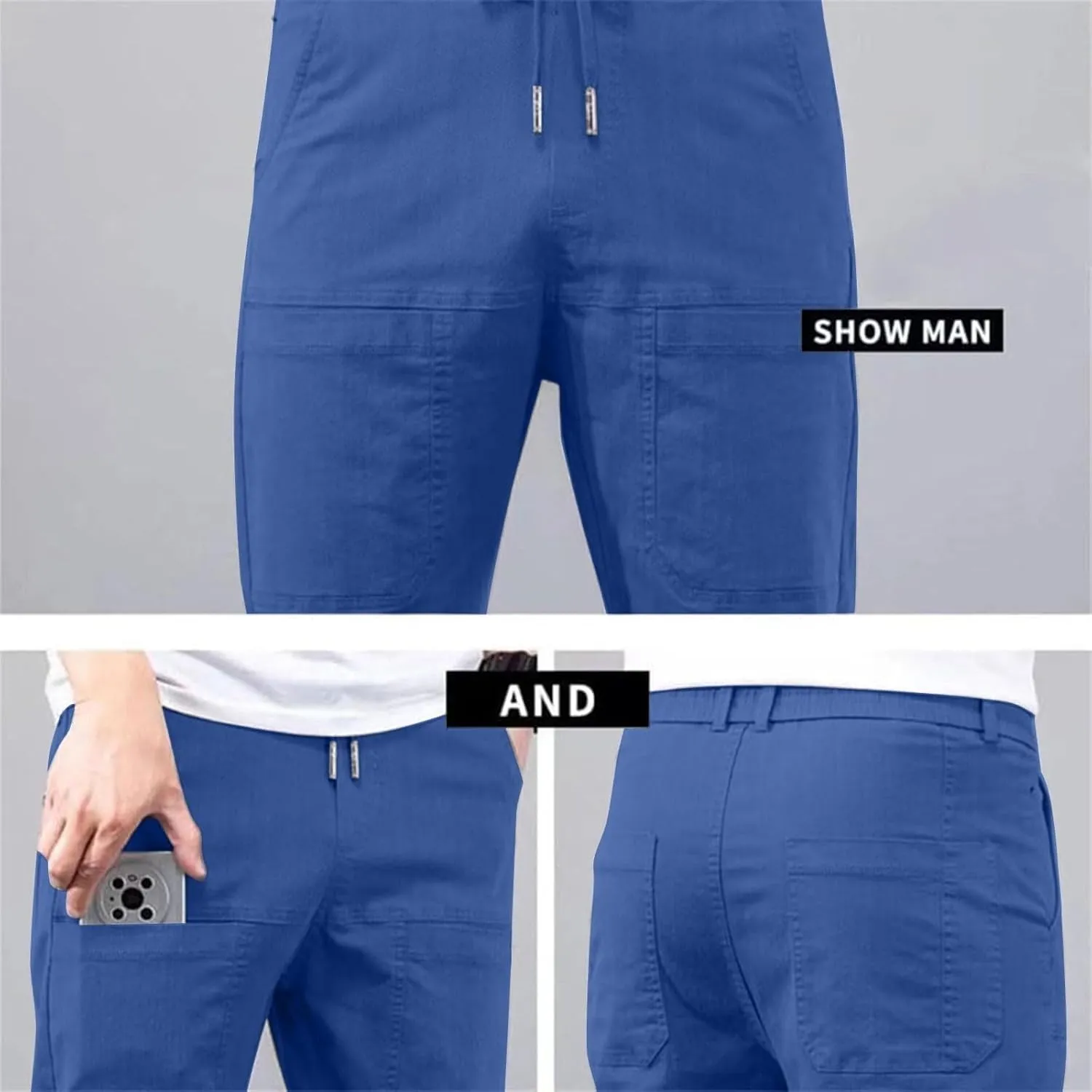 Chinos Pants Men Stretch Active Mens Slacks Chino Pants Slim Fit Twill Tapered Pants Cargo Casual Pants Golf Joggers