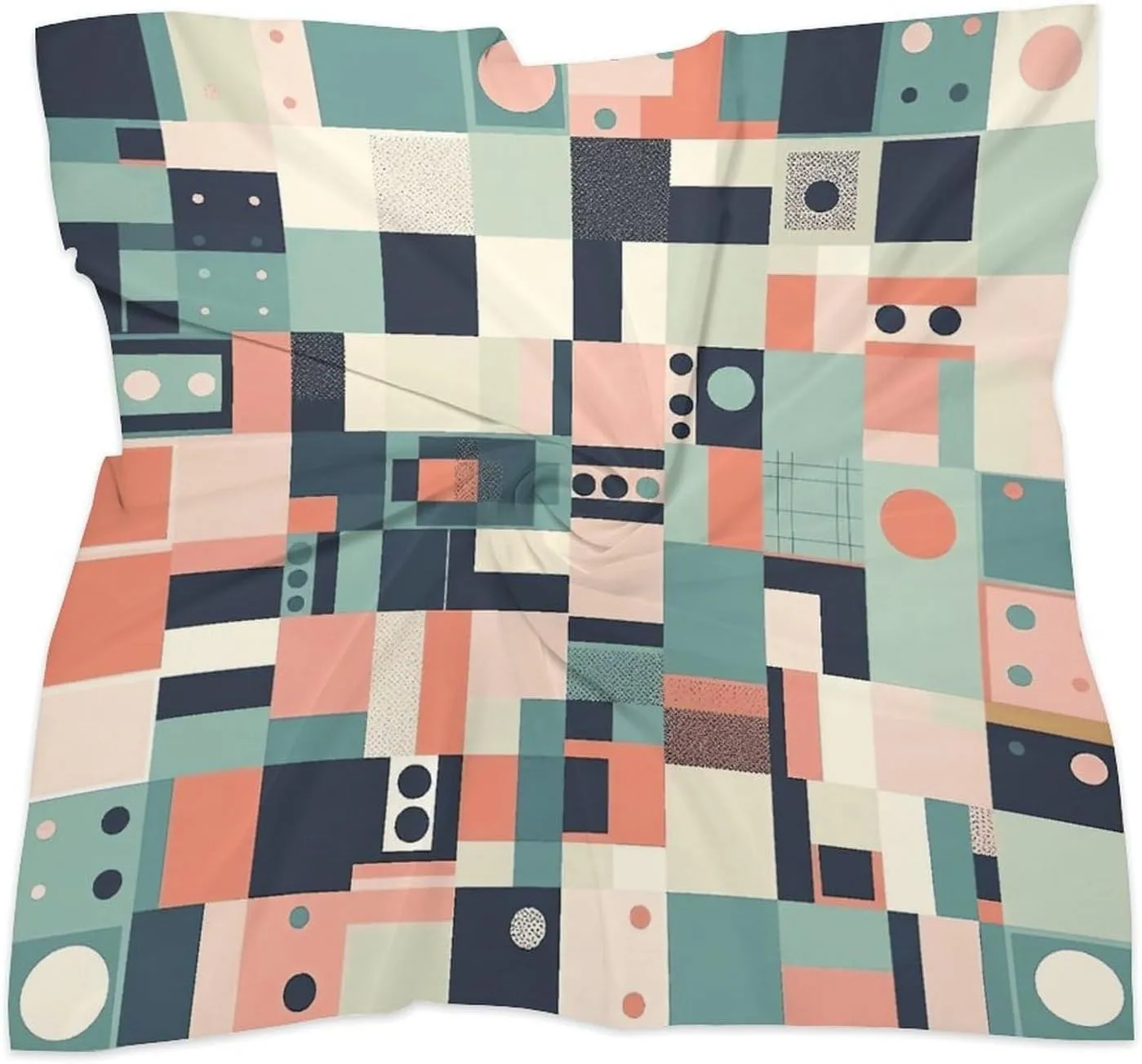 Colorful Square Shapes Head Scarf Like Silk Scarf Lightweight Fashion Satin Hair Bandanas for Women Boho Headscarf Hair Wrap Bandana Headband Handkerchief Silk Scarves for Bag Purse Neck 18 Inch