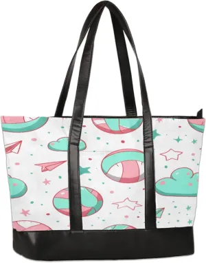 Colourful Volleyballs Laptop Tote Bag for Women Lightweight Work Purse with Multiple Compartments Fits 13-15.6 Inch Laptop Tablet Shoulder Bag for Office Travel Daily Use