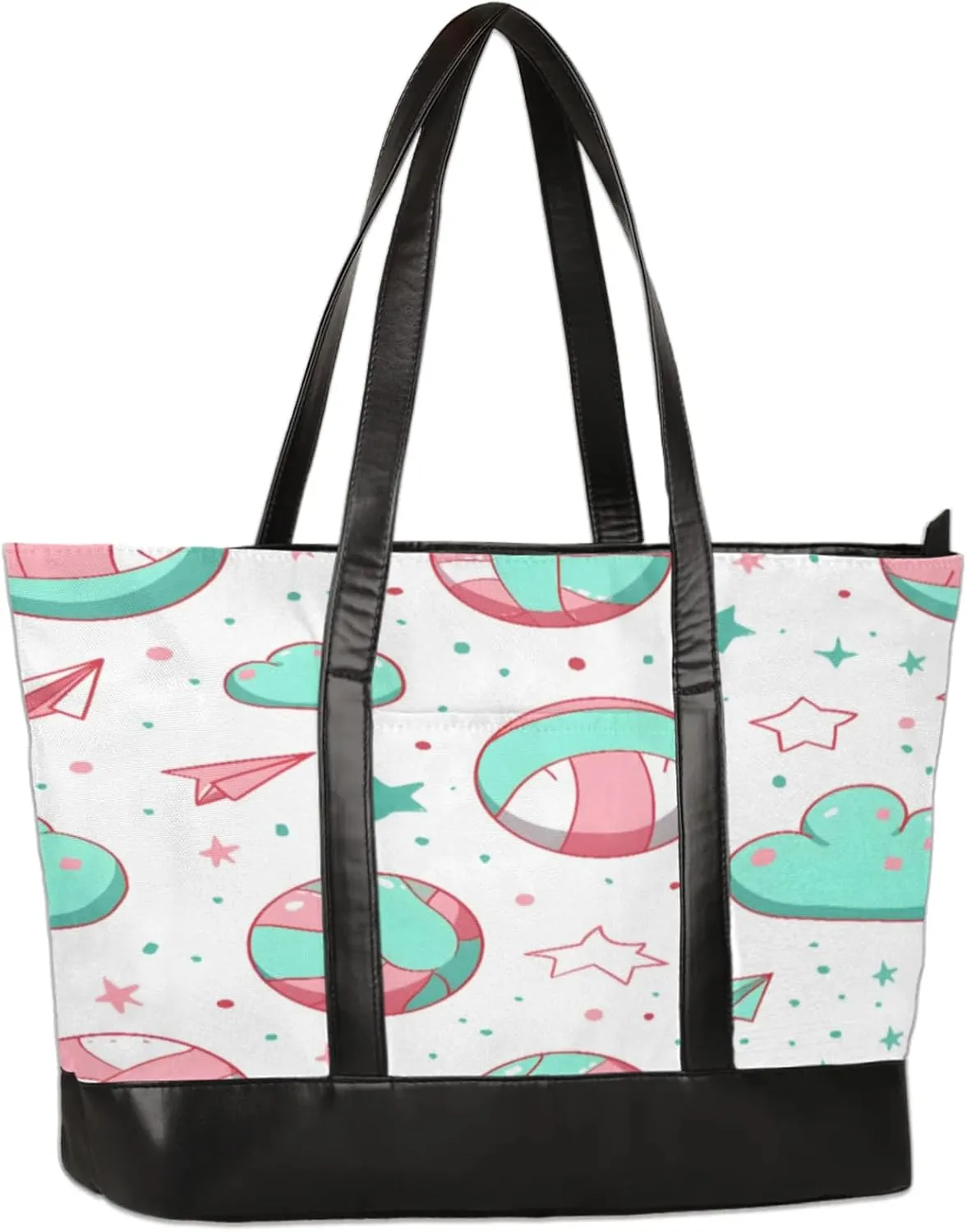 Colourful Volleyballs Laptop Tote Bag for Women Lightweight Work Purse with Multiple Compartments Fits 13-15.6 Inch Laptop Tablet Shoulder Bag for Office Travel Daily Use