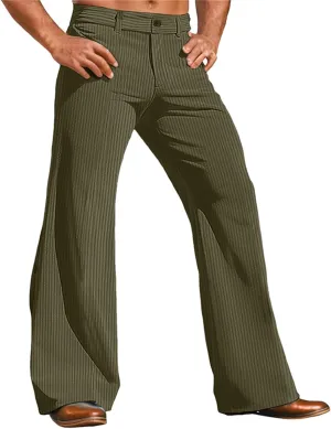 Corduroy Pants Men Straight Leg Pleated Dress Pants Loose Vintage 60S 70S Bell Bottom Pants Retro Disco Pants Trousers