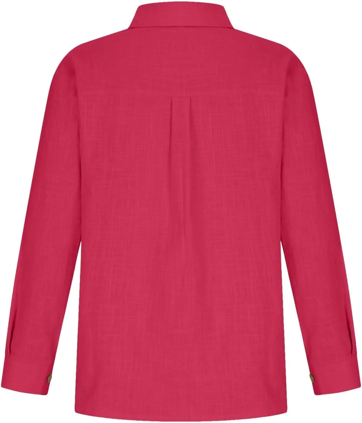 Cotton Linen Shirts for Women Summer Long Sleeve Button Down Shirt Pleated Front Gauze Tops Loose Casual Blouses