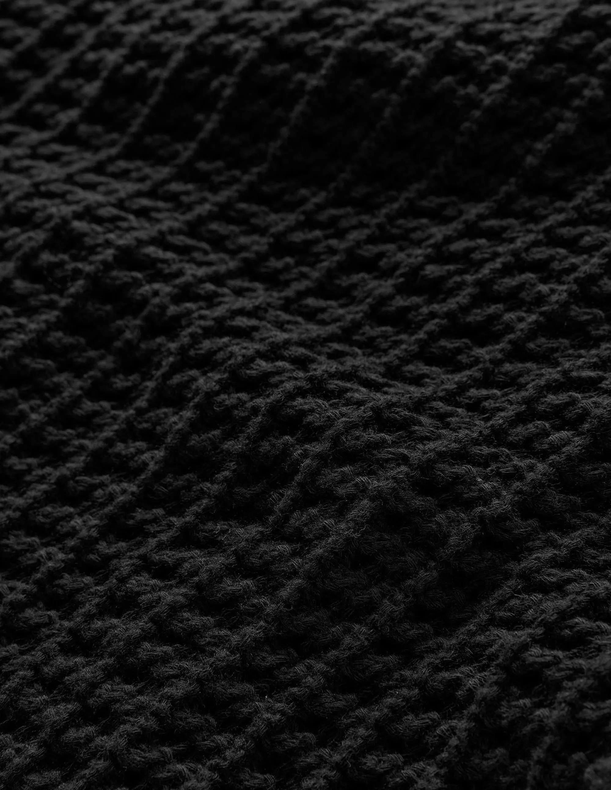 Crochet Knit Midi Skirt-Black