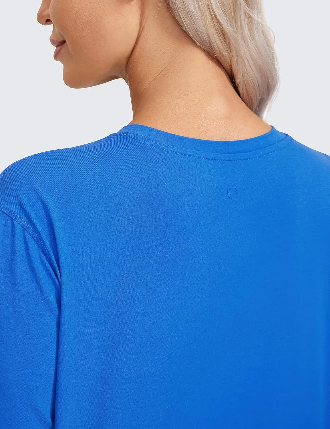 CRZ YOGA Pima Cotton Long Sleeve Shirts for Women Loose Workout Crop Tops Athletic Gym Cropped Basic T-Shirts