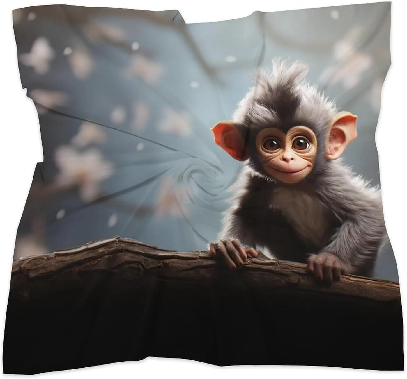 Cute Monkey Head Scarf Like Silk Scarf Lightweight Fashion Satin Hair Bandanas for Women Boho Headscarf Hair Wrap Bandana Headband Handkerchief Silk Scarves for Bag Purse Neck 18 Inch