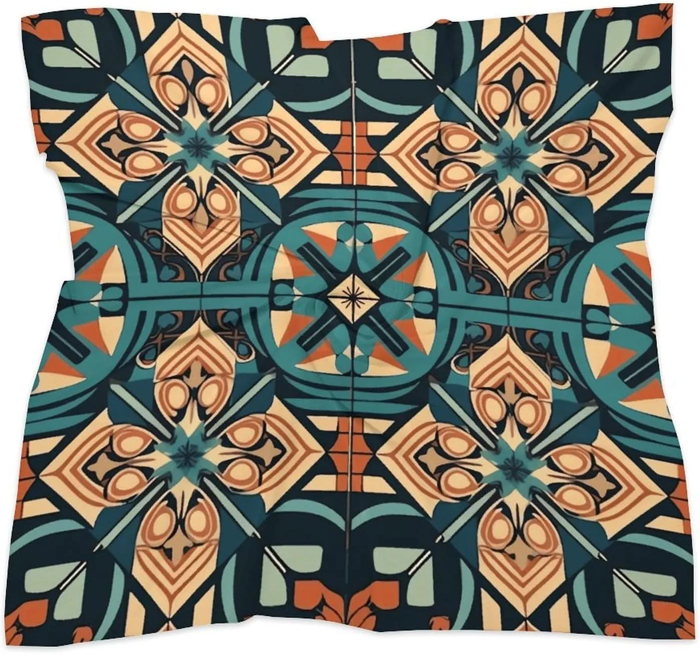 Dark Orange Grid Head Scarf Like Silk Scarf Lightweight Fashion Satin Hair Bandanas for Women Boho Headscarf Hair Wrap Bandana Headband Handkerchief Silk Scarves for Bag Purse Neck 18 Inch
