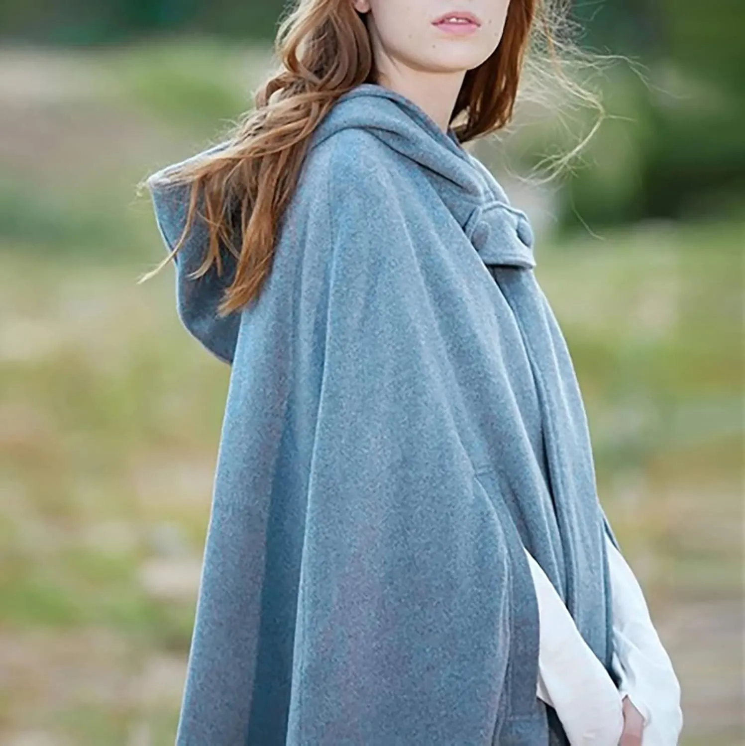 DASAYO Women Oversize Long Cloak Hooded Cardigan Open Front Cape Mantle Trench Coats Shawl Cape Windproof Walker Coat Winter