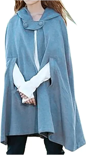 DASAYO Women Oversize Long Cloak Hooded Cardigan Open Front Cape Mantle Trench Coats Shawl Cape Windproof Walker Coat Winter