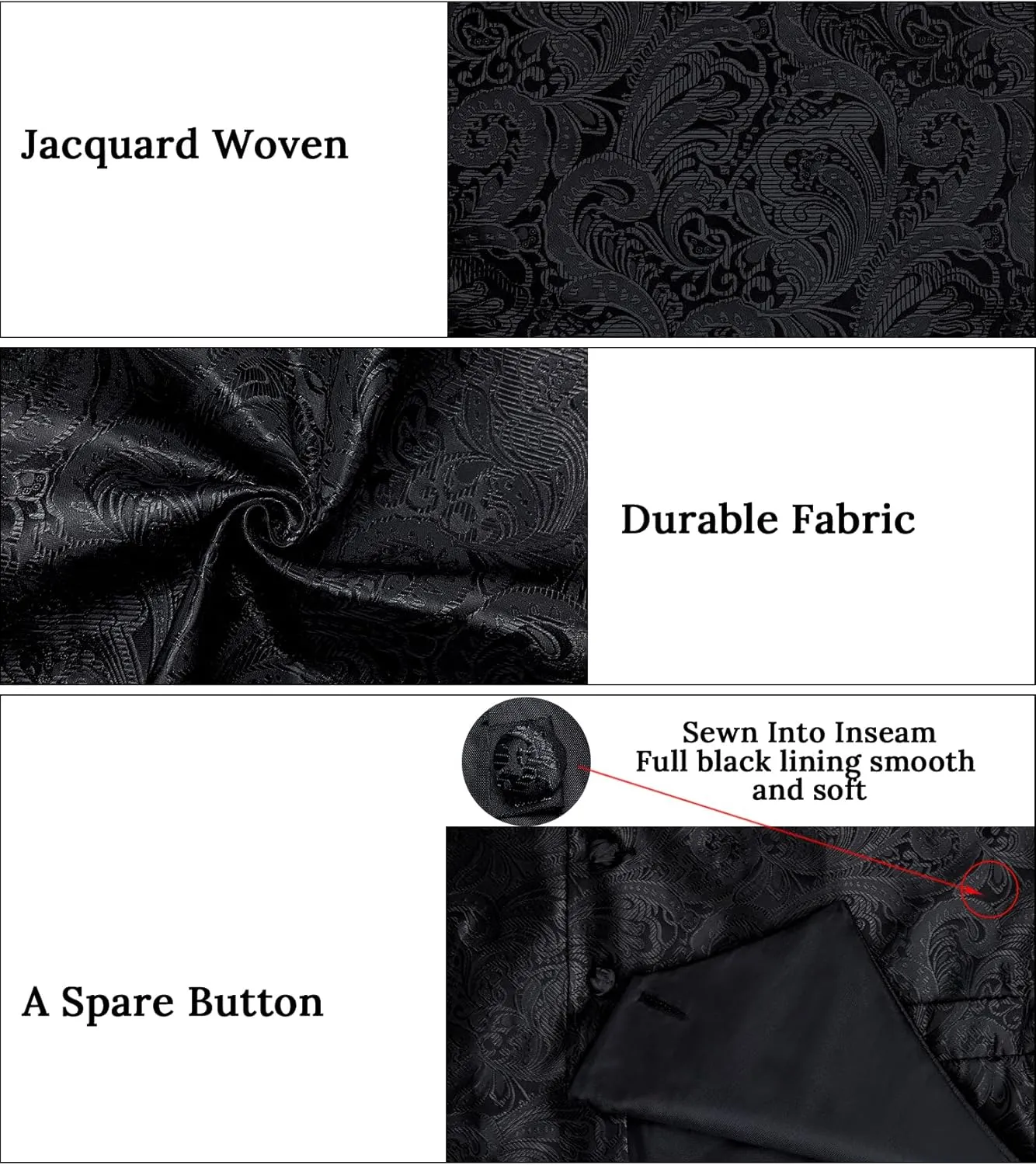 DiBanGu Mens Paisley Vest Tie Set with Lapel Pin Tie Clip 7PCS Silk Woven Necktie and V-Neck Suit Waistcoat for Tuxedo Party