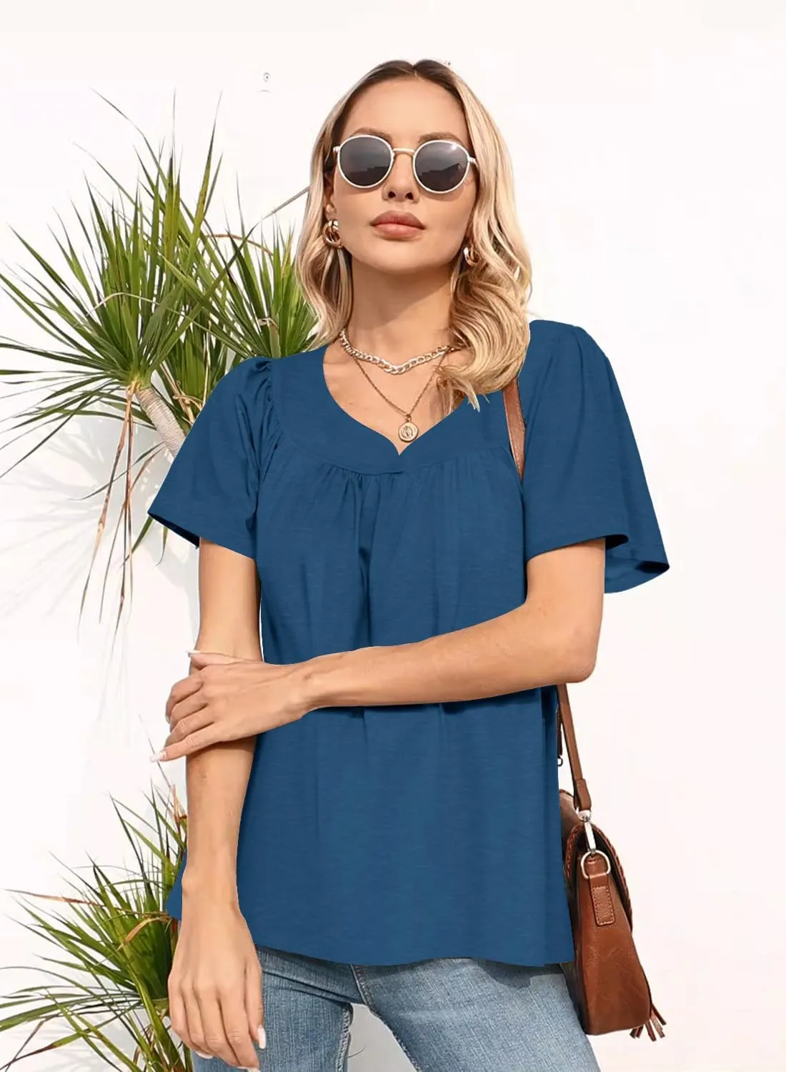 Disamer Summer Tops for Women 2025 Trendy Boho Floral Tank House Short Sleeve Shirts Loose Fit Casual Dressy Basic Tee