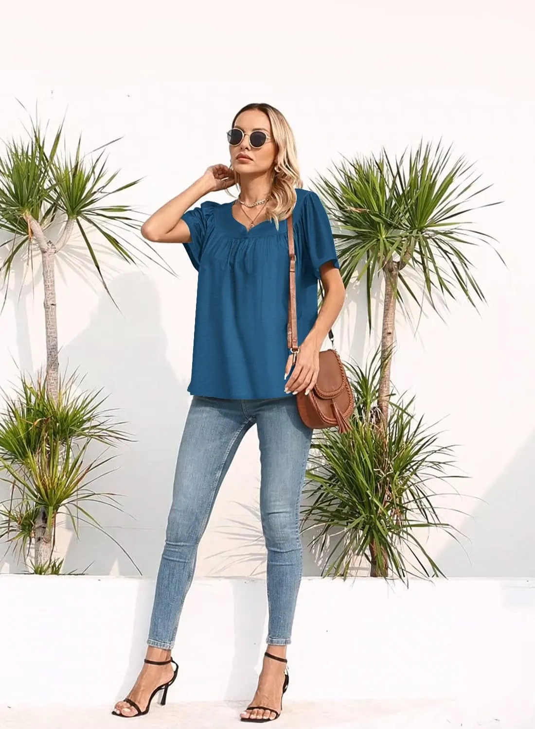Disamer Summer Tops for Women 2025 Trendy Boho Floral Tank House Short Sleeve Shirts Loose Fit Casual Dressy Basic Tee