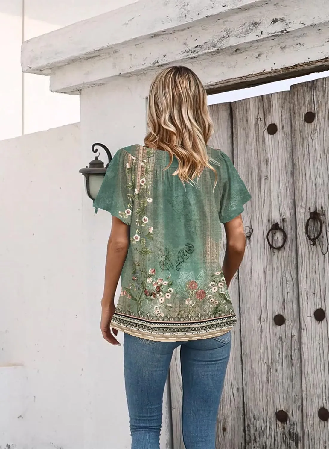 Disamer Summer Tops for Women 2025 Trendy Boho Floral Tank House Short Sleeve Shirts Loose Fit Casual Dressy Basic Tee